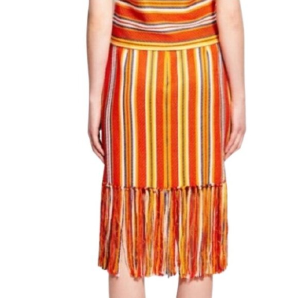 Pink Tartan striped pencil skirt with long fringe, rare - Picture 6 of 10